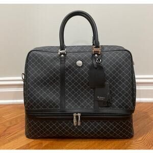 Rioni Signature Black STB-20051 Carry On Duffel Dome Traveler Canvas Leather